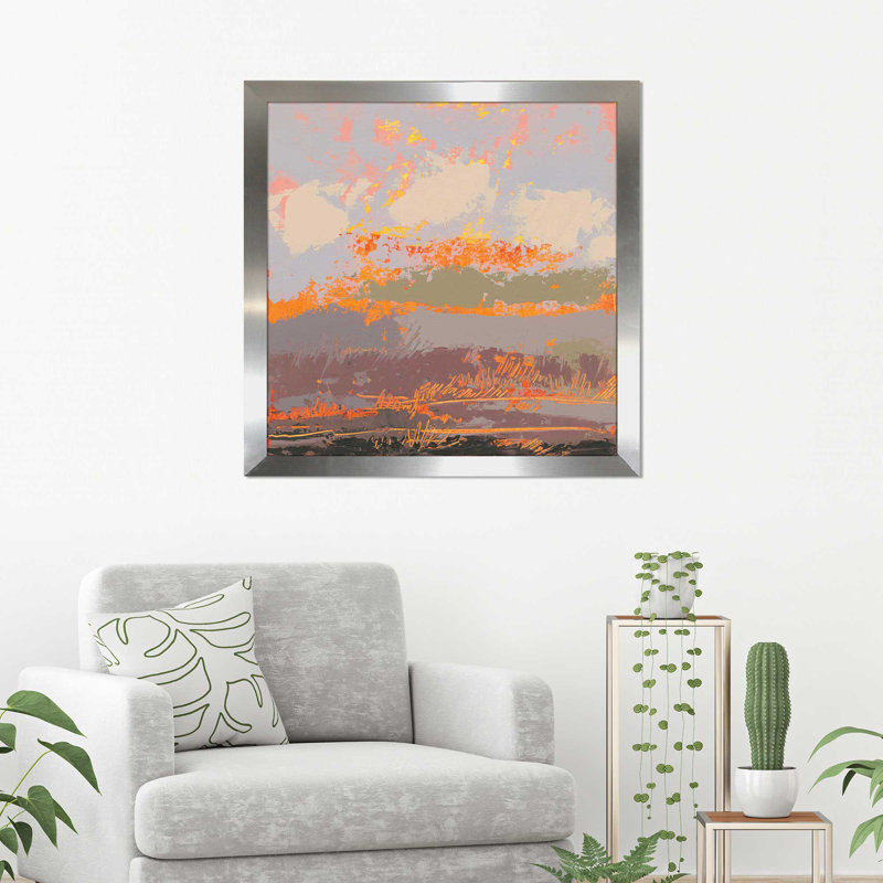 Soft Day III - reproduction sur toile, H 21,5 po x l 21,5 po x P 0,75 po, Encadrement argenté