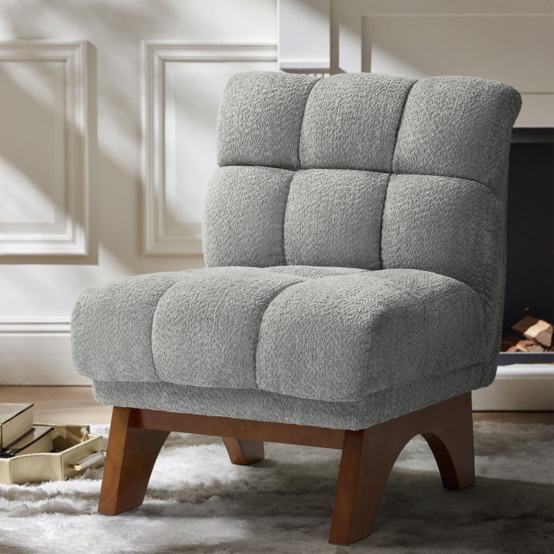 Thomas Modern 31'' W Chenille Accent Chair With Solid Wood Leg, Gray