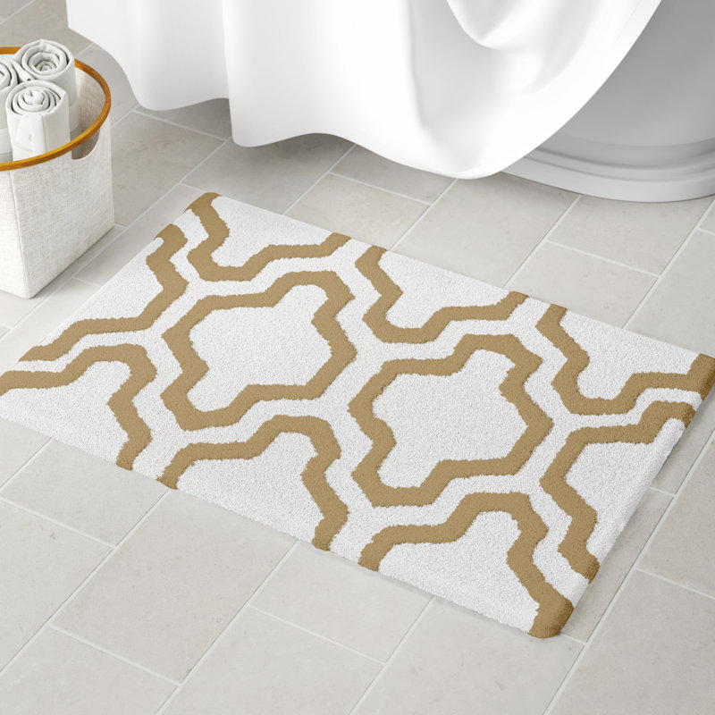 Tapis pour salle de bain Marvela, Blanc / beige, 36 po x 24 po