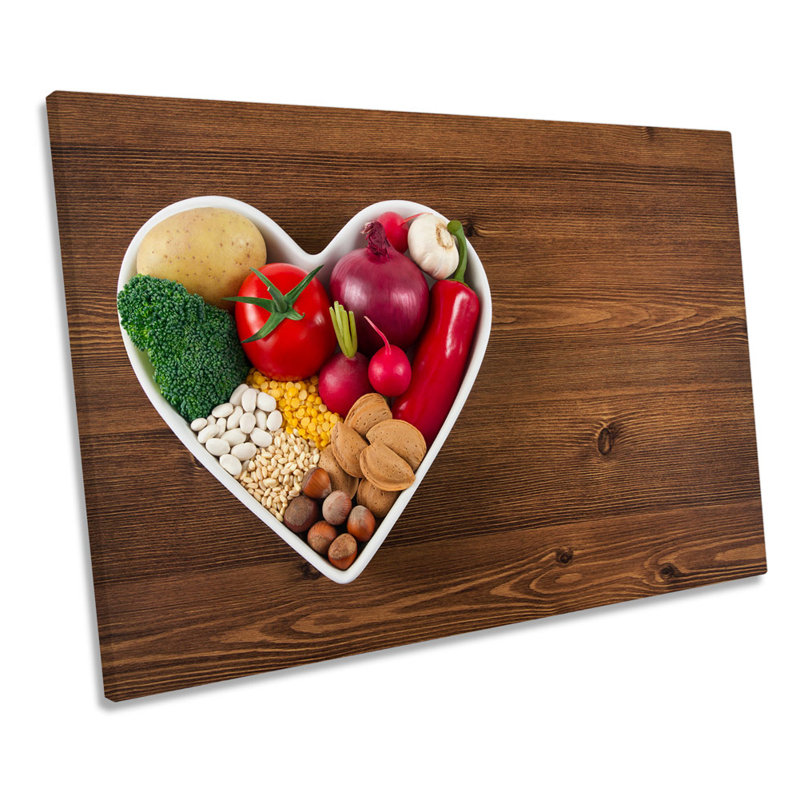 Vegetables Heart Bowl Kitchen - Wrapped Canvas Print, 30.5cm H x 45.7cm W x 2cm D