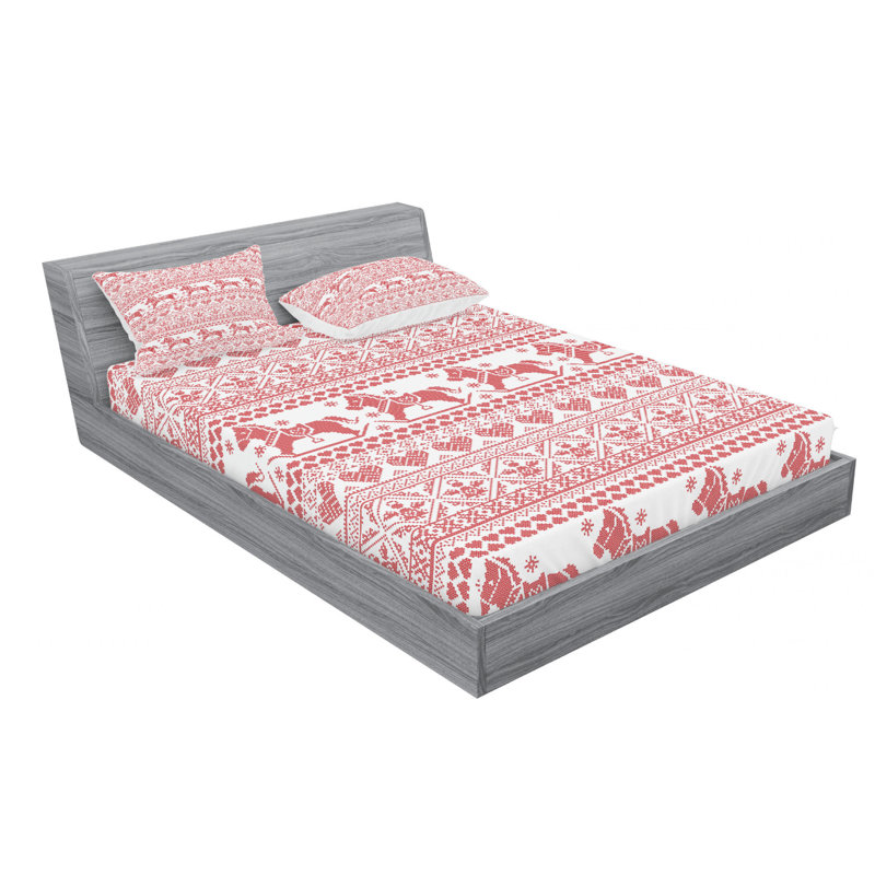 Nordic Microfiber Fitted Sheet, Queen Fitted Sheet with 2 Pillowcases
