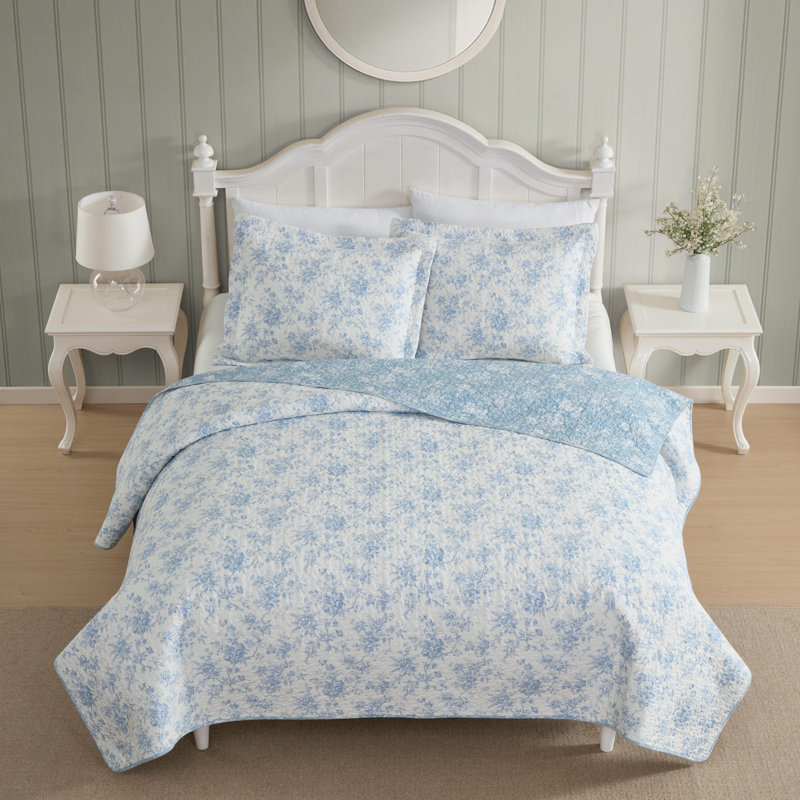 Ensemble de courtepointe réversible en coton Laura Ashley, King