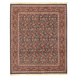 Hand Knotted Wool Area Rug in Red And Navy