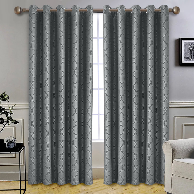 Kitson Blackout Eyelet Semi Sheer Window Curtain, Beige, Width 117 x Drop 137 cm