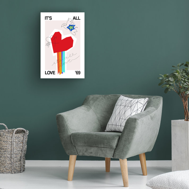 Frances Collett It's All Love '69 Heart Greige, art sur toile