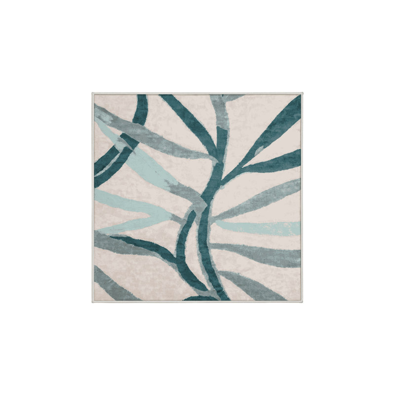 Machine Washable Beige Area Rug, Square 3'