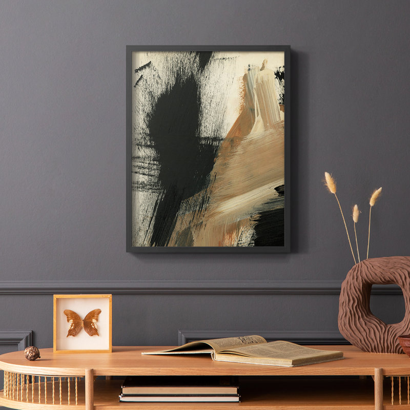 «Baked Paintstrokes I», reproduction encadrée - bois massif, Noir, H 14 po x l 11 po
