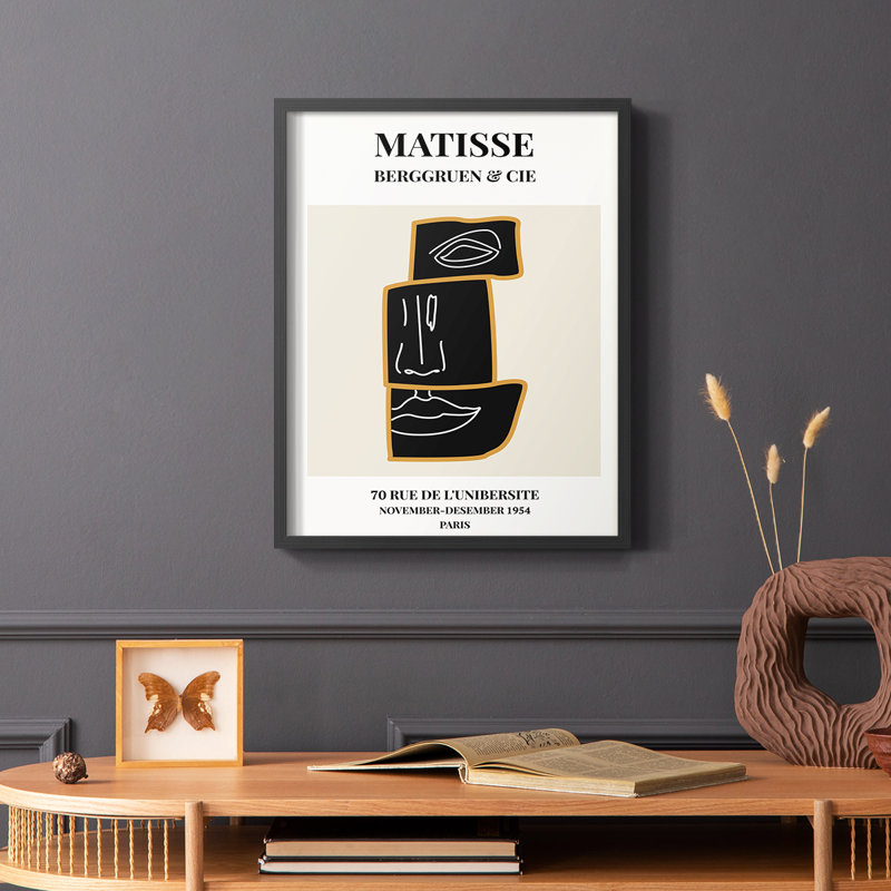 Matisse CXLII, reproduction encadrée - bois massif, Noir, H 28 po x l 22 po