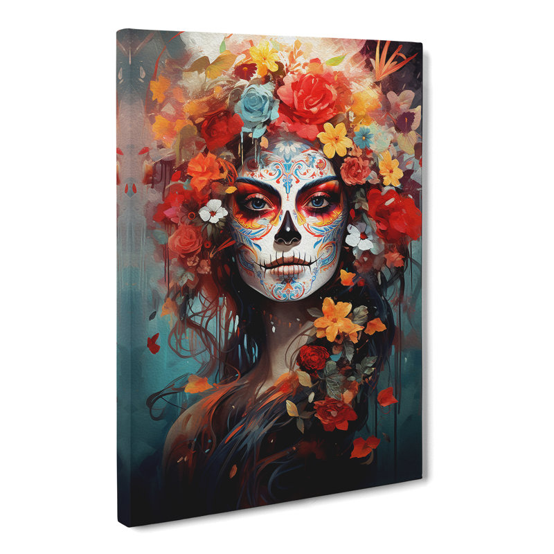Sugar Skull Contemporary - Wrapped Canvas, 60cm H x 40cm W x 3cm D
