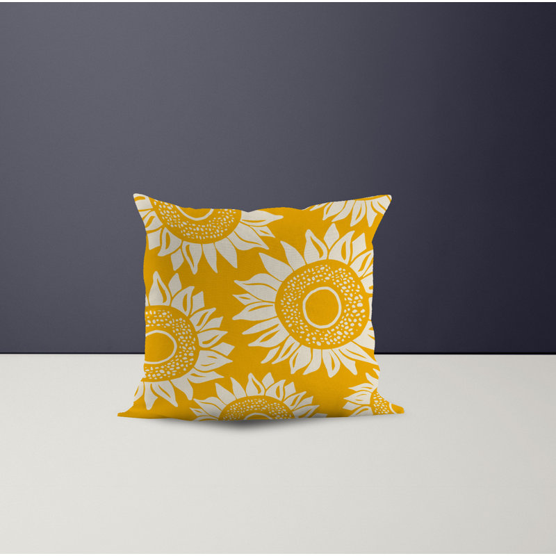 Jeté carré en polyester intérieur / extérieur, L 15 po x H 15 po, Jaune