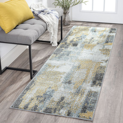Tapis jaune / gris / blanc