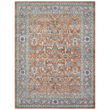 Hand Knotted Wool Area Rug in Rust And Blue