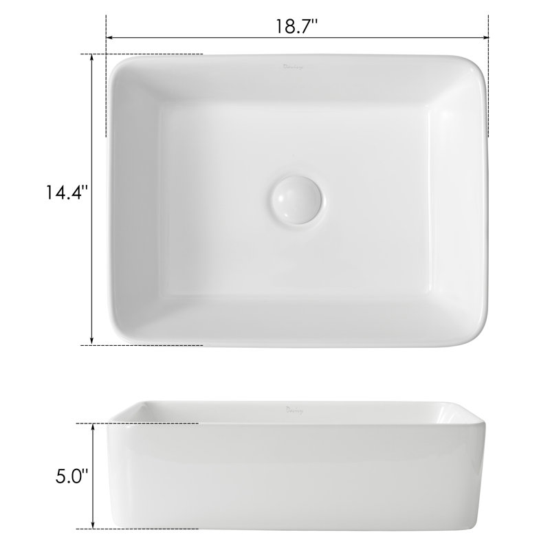 Davivy 14.5'' White Ceramic Rectangular Bathroom Sink