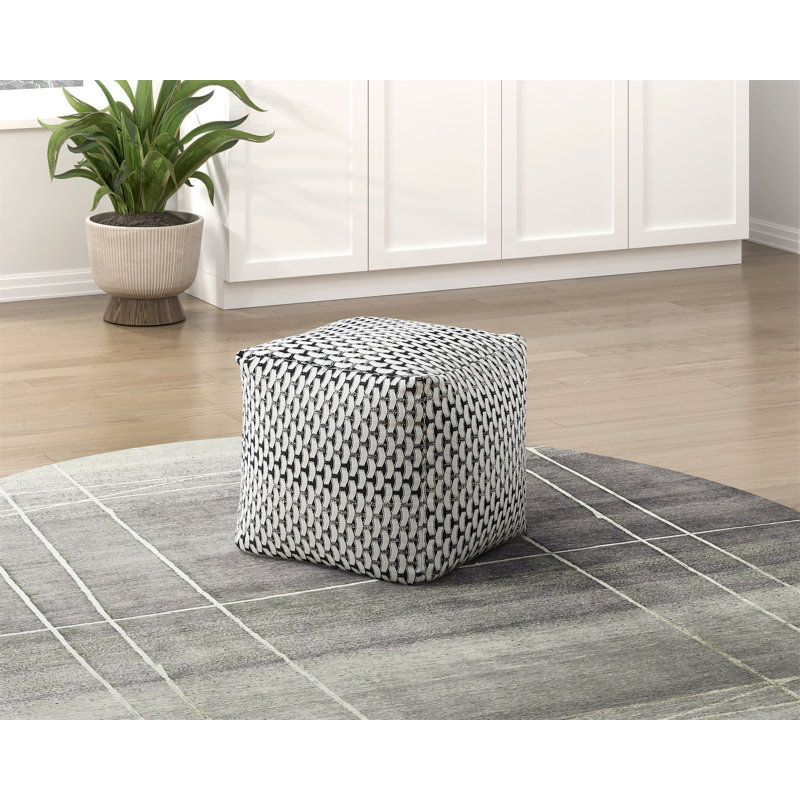 Repose-pieds carré rembourré en tissu jacquard