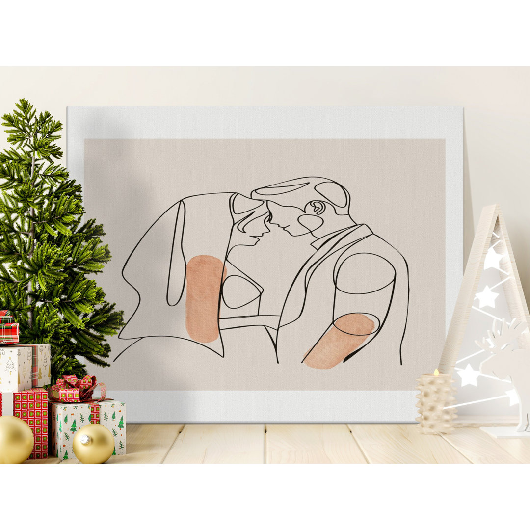 Minimalist Wedding Canvas Art, Couple Line Art Print, Gallery Wrapped Canvas, Modern Love, Ready to Hang, Archival Inks