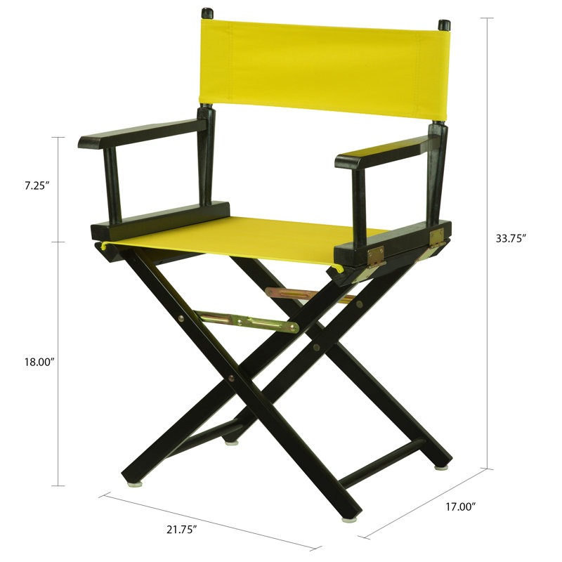 18" Folding Director Chair, Yellow, Black