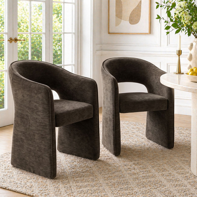 Chaises de salle à manger rembourrées Modern, Brun chocolat
