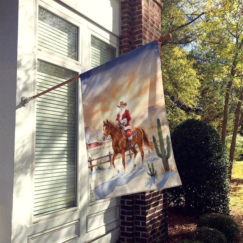 Père Noël à cheval au ranch Drapeau de la maison de Noël, House Size, Santa on Horseback at the Ranch