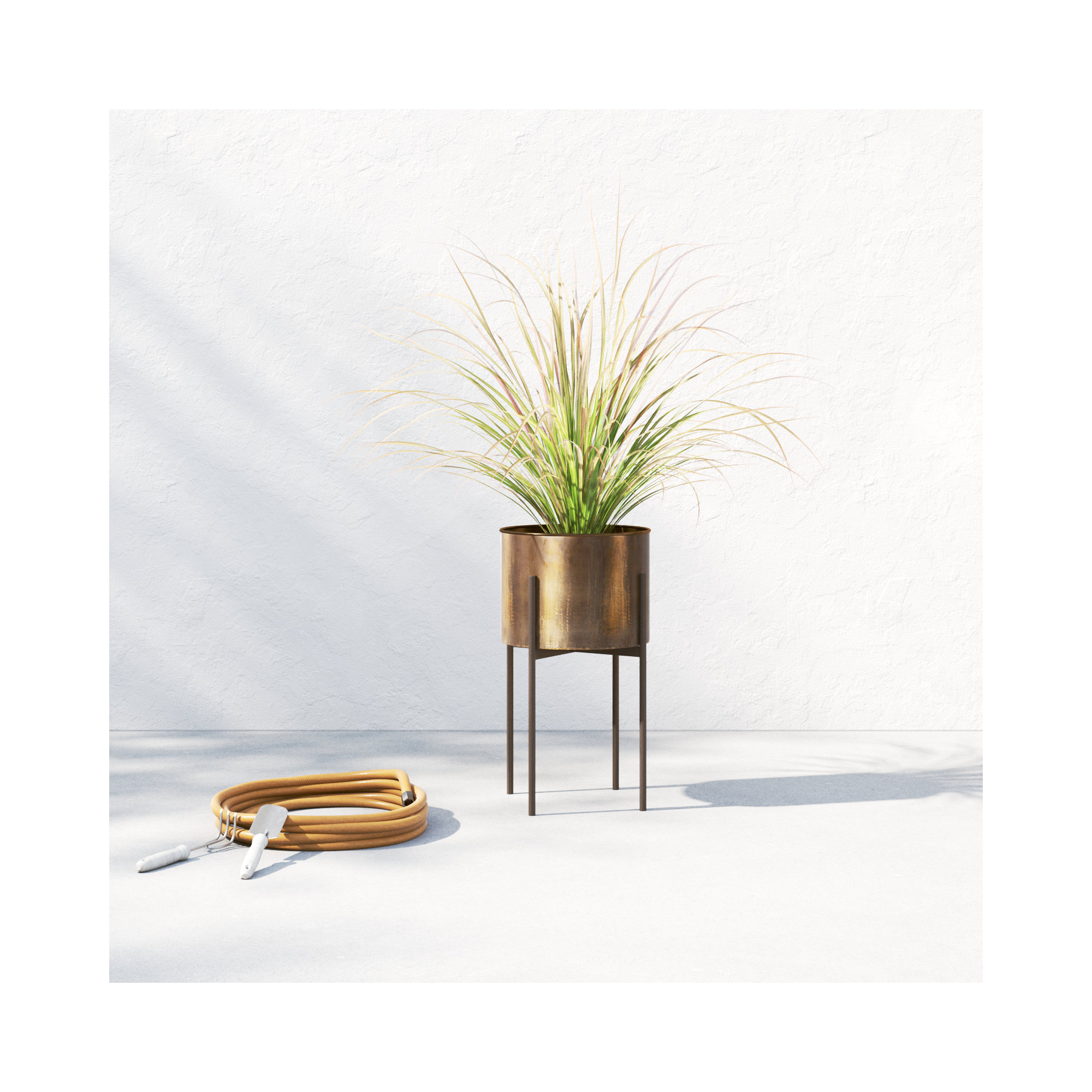 Brinley Metal Planter, 26" H x 15" W x 15" D, Weathered Brass