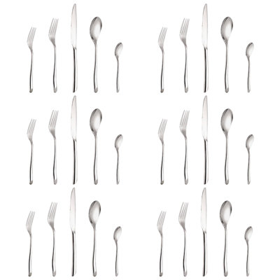 Ensemble de couverts ivoire en acier inoxydable Ivy Bronx - service pour 6