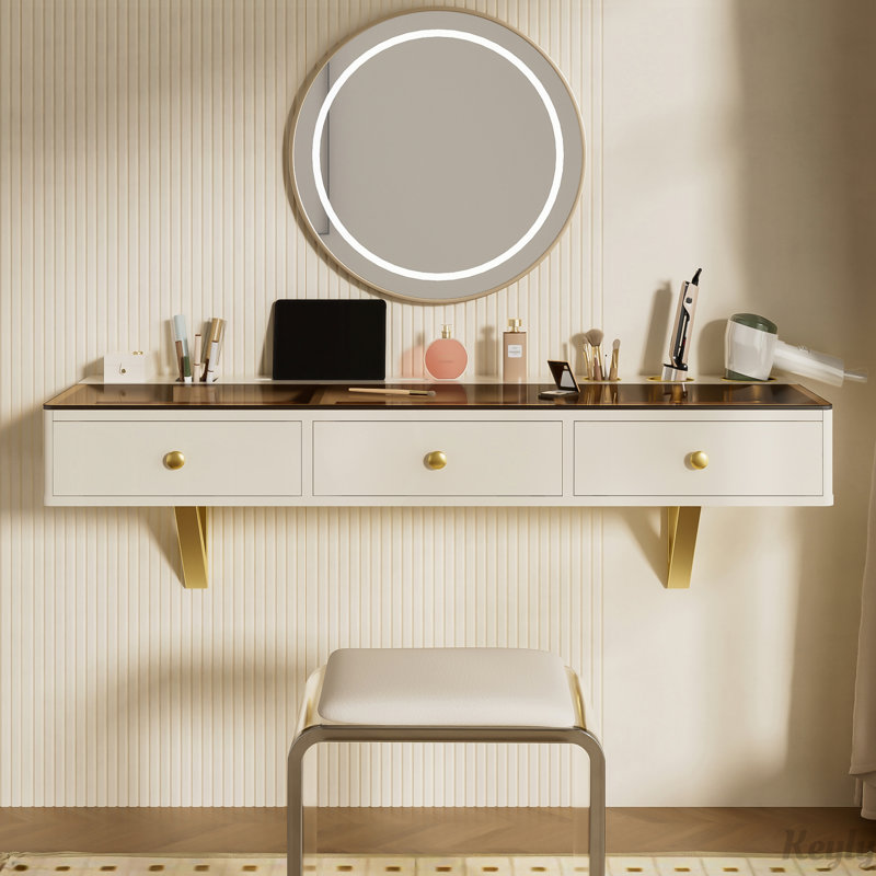 Table de coiffeuse murale 47 ", table flottante avec tiroir