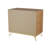 Elikia Wooden Ribbed 3 Drawers Brown Cabinet with Gold Handles and Legs