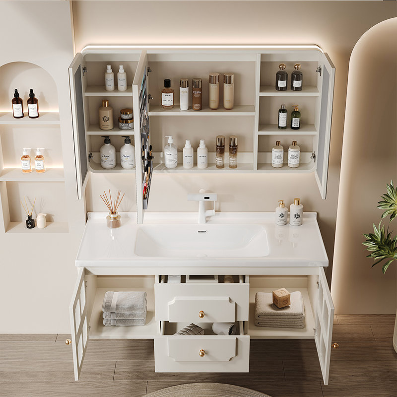 Light luxury cream style bathroom cabinet