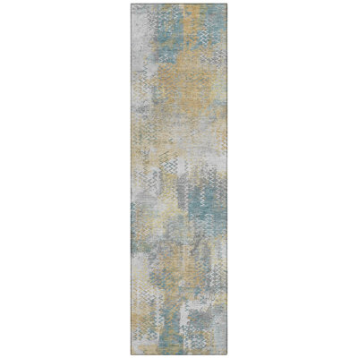 Machine Washable Indoor/Outdoor Chantille ACN2790 Abstract Rug