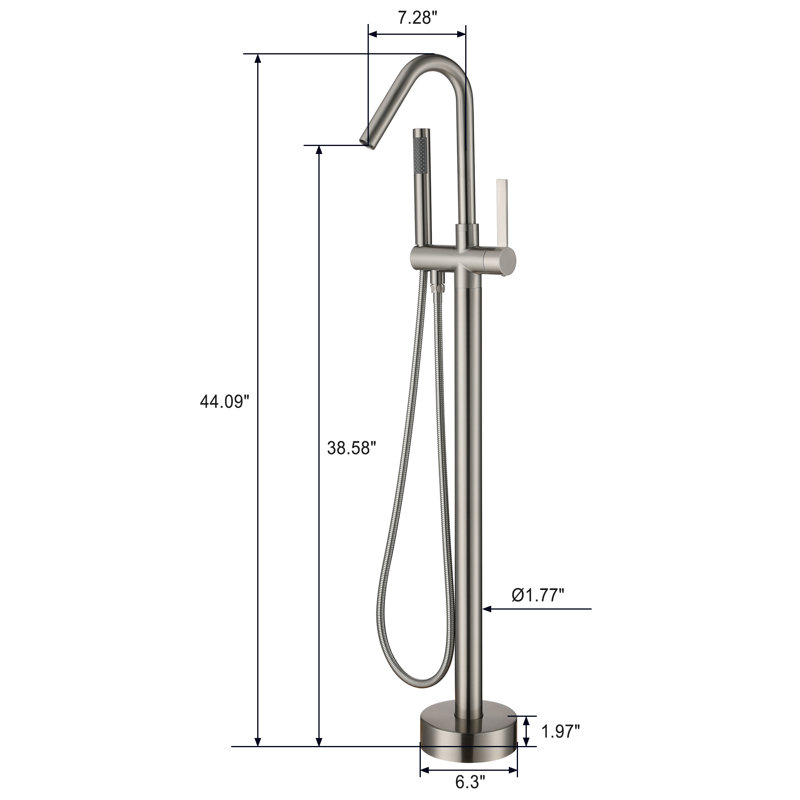 Brushed Nickel Freestanding Tub Filler with Hand Shower