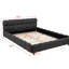 Lit plateforme tapissier en tissu gris pour grand lit, style moderne, profil bas, motif quadrillé, matériaux naturels, structure à profil requis en gris, avec revêtement en grille, fait de jute-1951751706