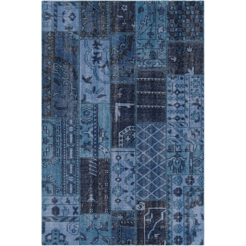 Fusion Wool Southwestern Area Rug in Blue, Rectangle 7'9" x 10'6"