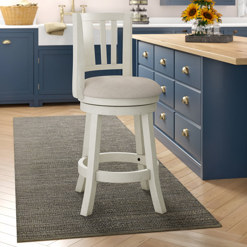 Chaney Swivel Upholstered Counter Stool with Solid Wood Frame