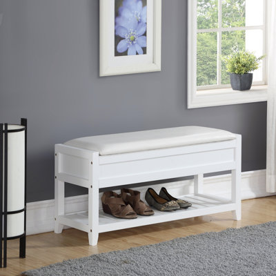 Rouen Seating Bench With Shoe Storage, White PU Upholstery, Lift-Up Seat For Hidden Storage, Ideal For Entryways And Living Rooms