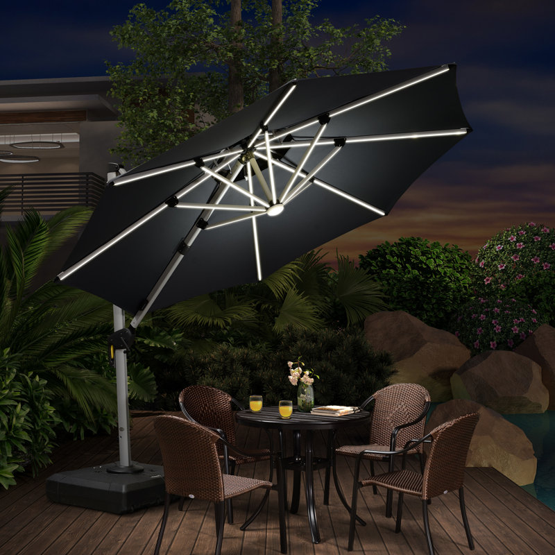 335cm Lighted Cantilever Parasol, Grey