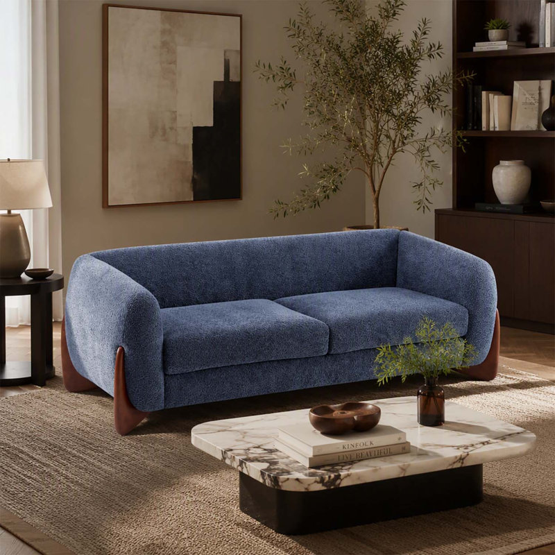 Canapé en sherpa bouclé de 208 cm (82 pouces) - Assise moelleuse et surdimensionnée avec texture sherpa synthétique pour un confort douillet et un style de vie élégant