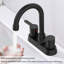 Robinet de salle de bain noir mat à 2 poignées, robinet de salle de bain central nickel brossé pour 3 trous-117992743