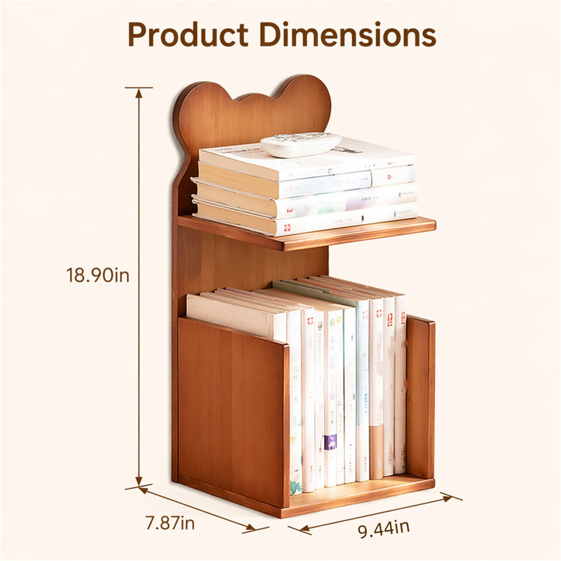 Two-Tier Pure Bamboo Tabletop Storage Rack / Shelving Unit / Small Bookshelf, Tea-Colored