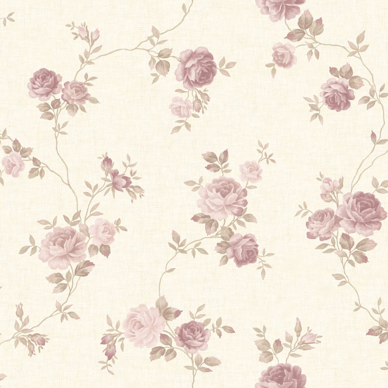 Danna 10m x 53cm Matte Wallpaper Roll, Beige/Pink