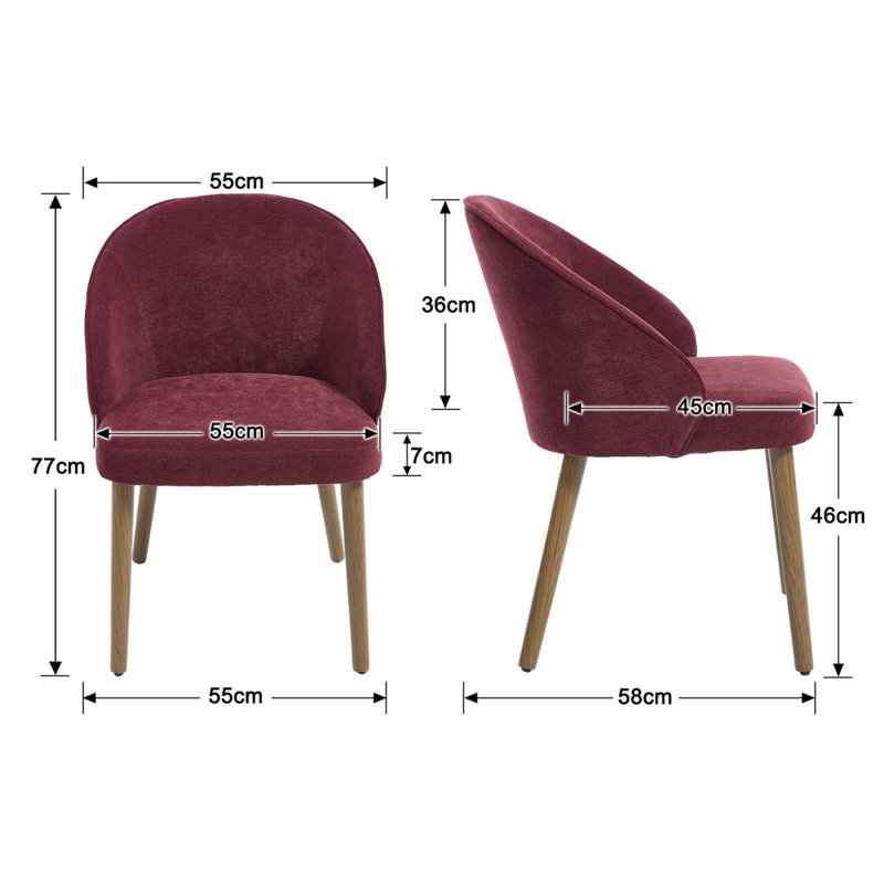 Upholstered Dining Chair, Burgundy, Burgundy