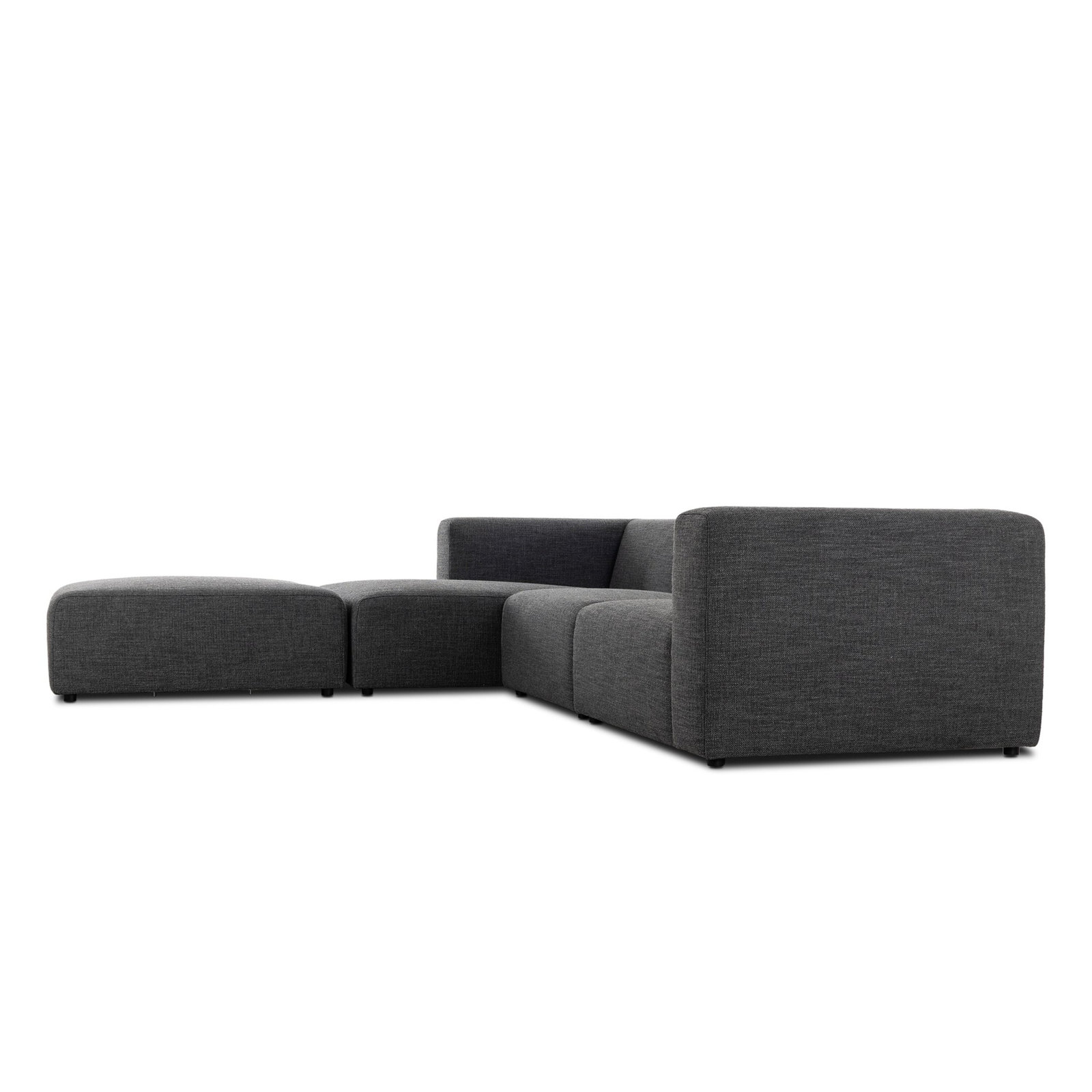 Sloan 3PC Sectional W/ Ottoman, Left Hand Facing, Saxon Charcoal Polyester Blend