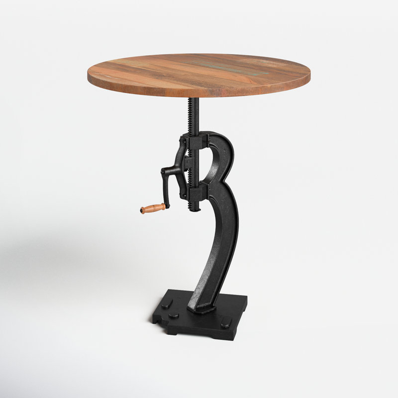 Reiber Round Solid Wood Top Metal Base Dining Table