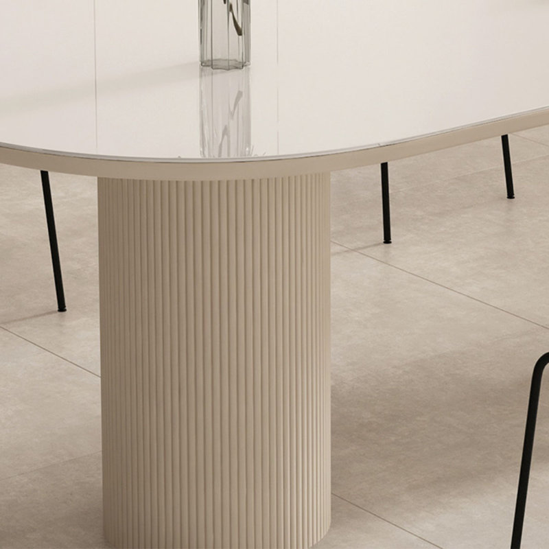 Table de salle à manger en pierre matte avec pieds colonne romaine, H 29,5 po x L 70,9 po x l 35,4 po