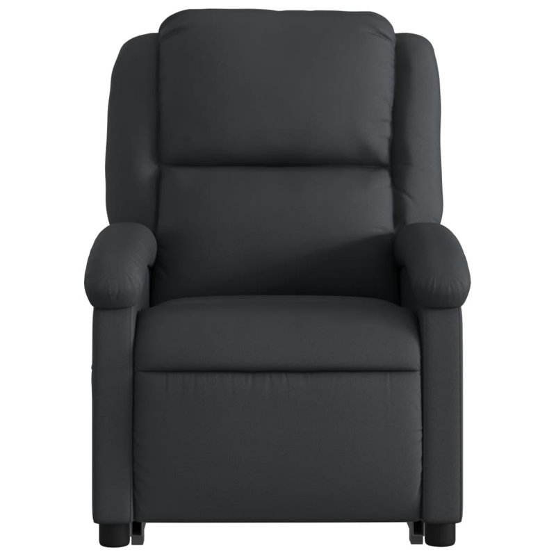 Fauteuil inclinable Budhram, Black Genuine Leather, Power Lift