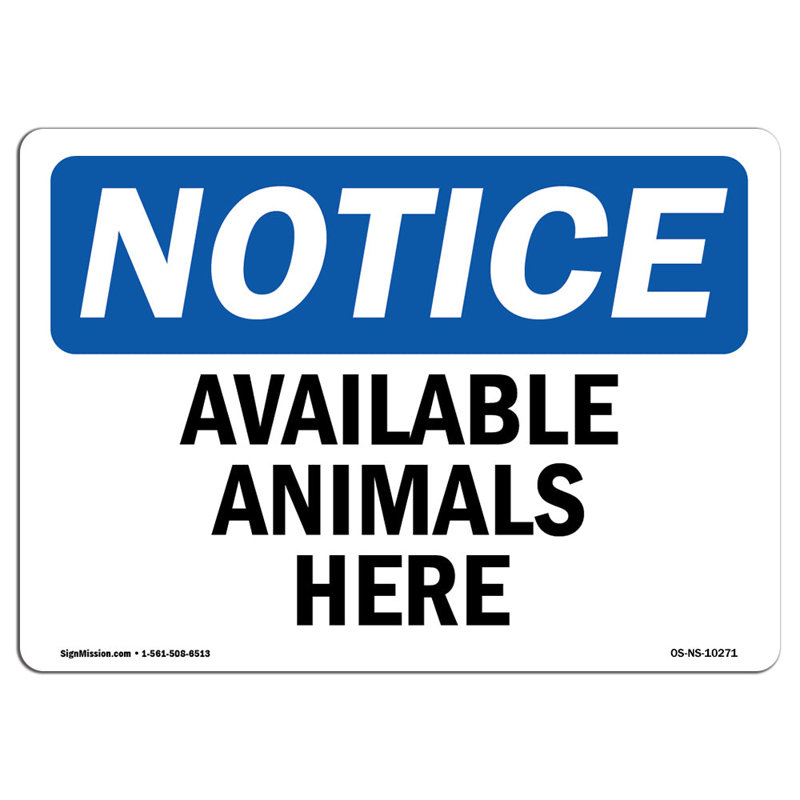 Available Animals Here Sign