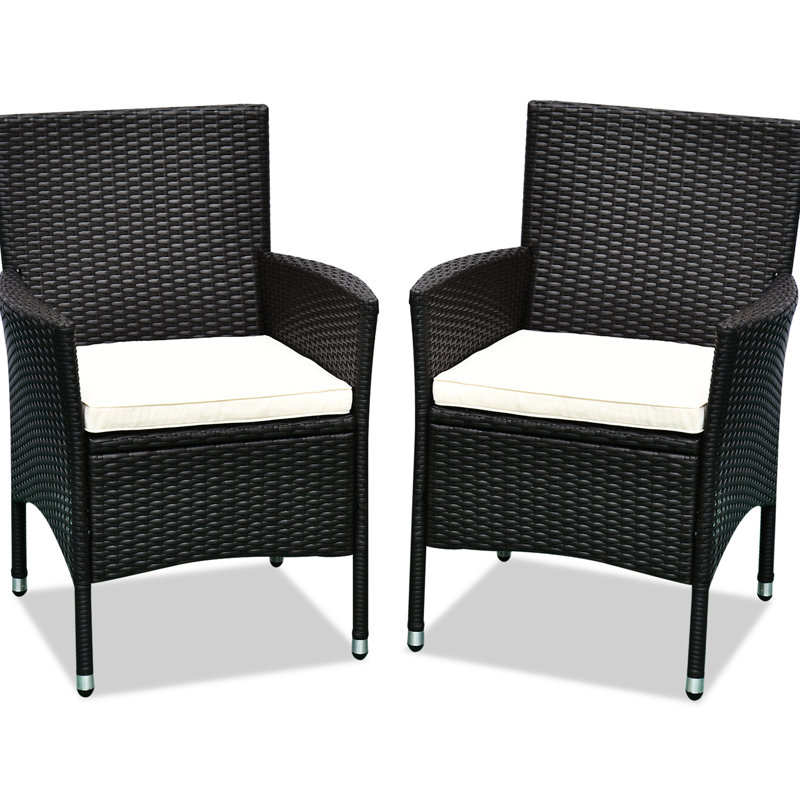 2Pcs Dining Chairs, With Cushions & Slip Foot, For Garden, Patio, Lawn, Dark Coffee, Craftsmanship Backyard, Robust Design