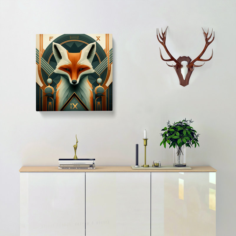 Fox Art Deco - Wrapped Canvas, 50cm H x 50cm W x 3cm D