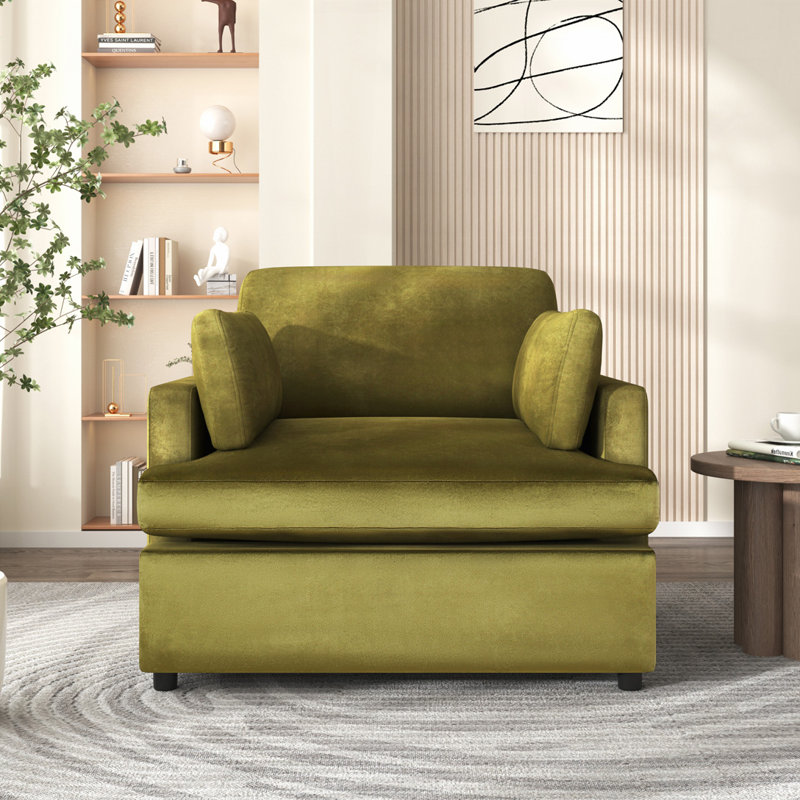 Fauteuil d'appoint rembourré en polyester surdimensionné 37 po avec dossier rembourré, Polyester vert