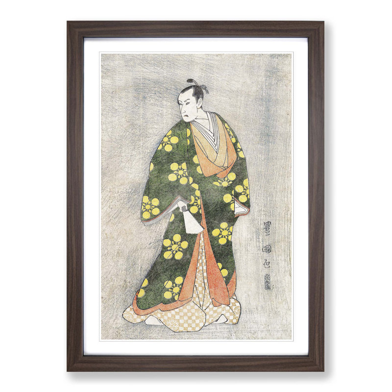 Portrait of Ichikawa Yaozo III by Utagawa Toyokuni - Picture Frame Painting Print, Walnut Framed, 36cm H x 27cm W x 2cm D