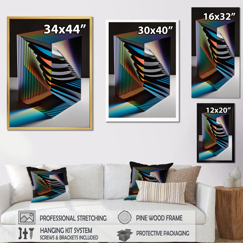 " Structural Geometry Architecture I ", 44" H x 34" W x 1.5" D, Gold Single Picture Framed