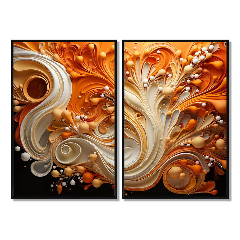 Abstrait, flammes de café fluides - formes abstraites, art mural surdimensionné, Noir, H 36 po x l 48 po